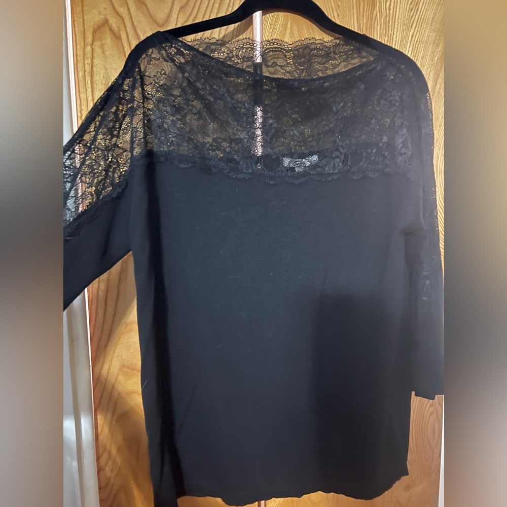 Black with Lace Detail Top Size Large
